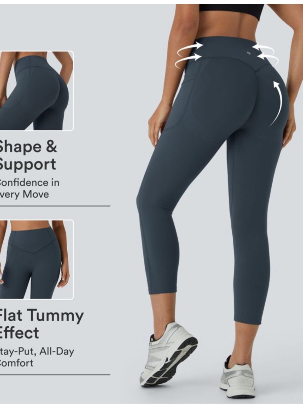 HALARA High-Waist Capri Leggings in Slate Blue